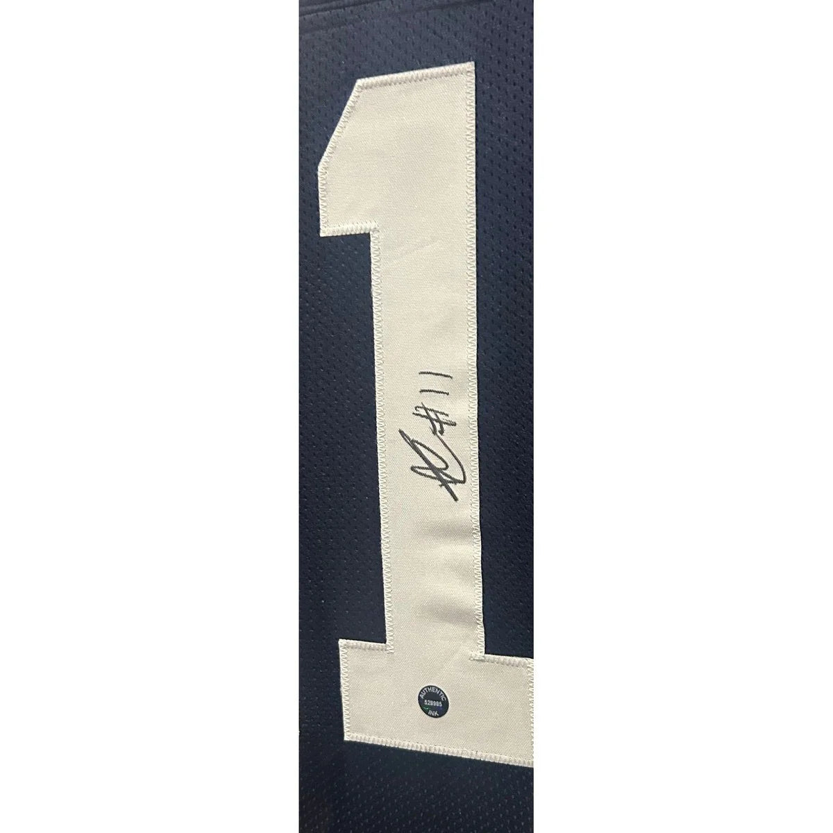 Penn State jersey autographed by Abdul Carter Closeup
